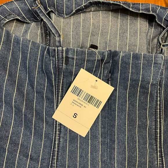 Forever 21 Pinstriped Denim Mini Dress Small - Picture 5 of 9